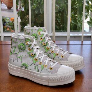 Converse Women's CTAS Lift Hi Canvas A00652C Desert Sand/Lime Rave/Egret Size 6